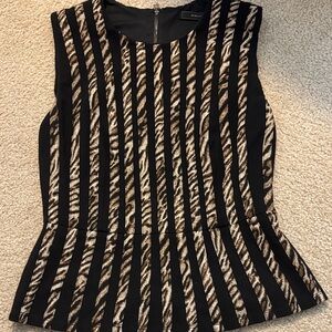 BCBGMaxAzria Black and Tan Striped Blouse